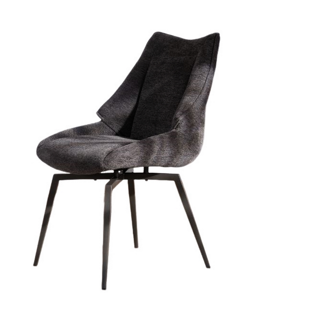 CHAISE NIKO PIED FIXE NOIR TISSU ANTHRACITE 66 X 88 X 52 CM - Photo N°7