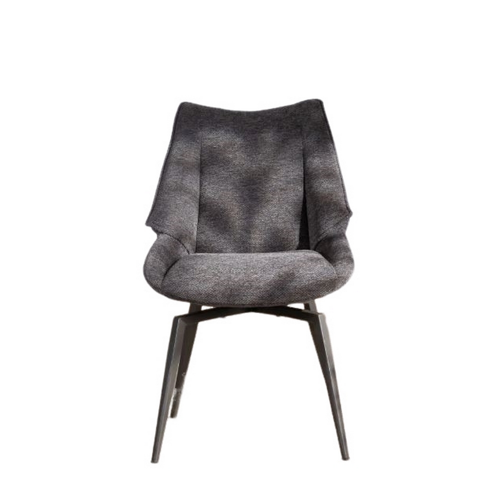 CHAISE NIKO PIED FIXE NOIR TISSU ANTHRACITE 66 X 88 X 52 CM - Photo N°6