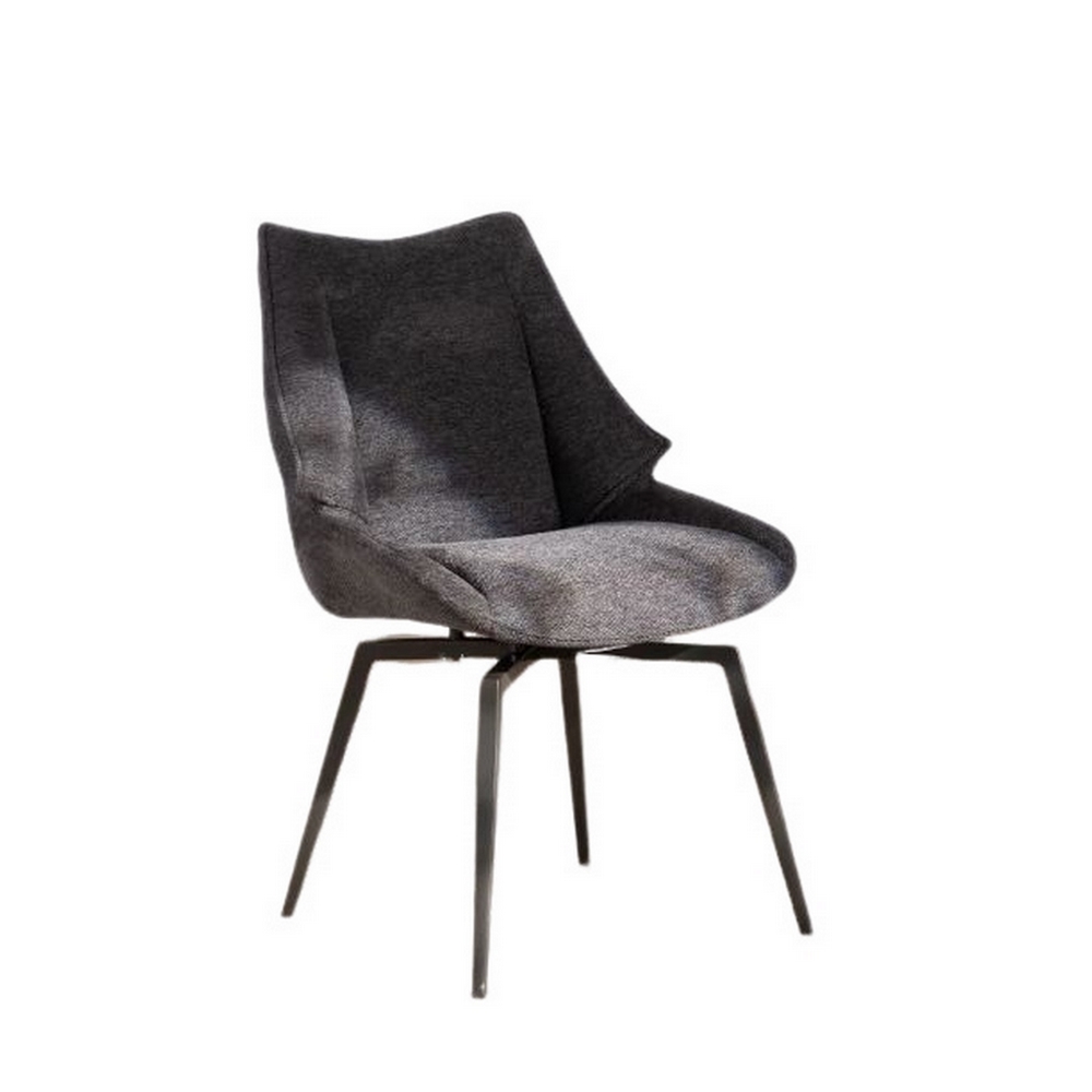 CHAISE NIKO PIED FIXE NOIR TISSU ANTHRACITE 66 X 88 X 52 CM - Photo N°5