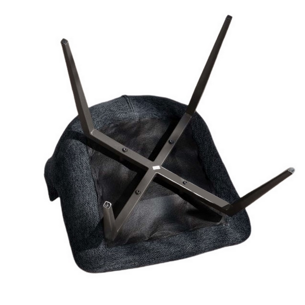 CHAISE NIKO PIED FIXE NOIR TISSU ANTHRACITE 66 X 88 X 52 CM - Photo N°3