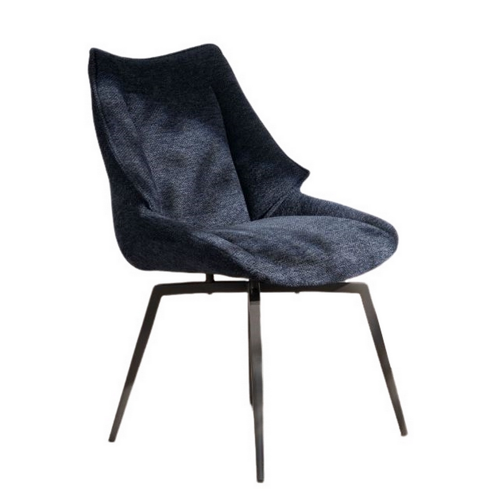 CHAISE NIKO PIED FIXE NOIR TISSU  BLEU 66 X 88 X 52 CM - Photo N°6