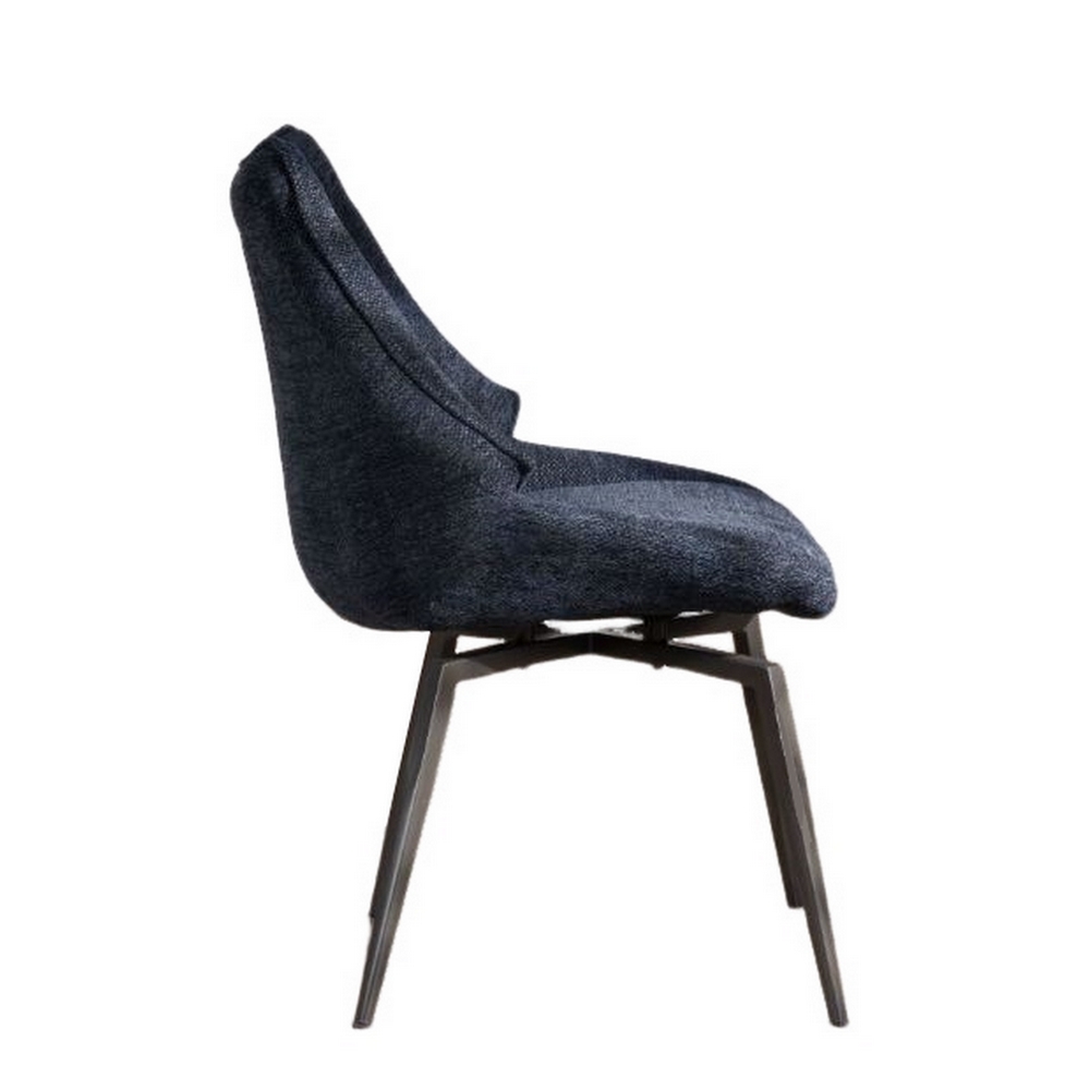 CHAISE NIKO PIED FIXE NOIR TISSU  BLEU 66 X 88 X 52 CM - Photo N°5