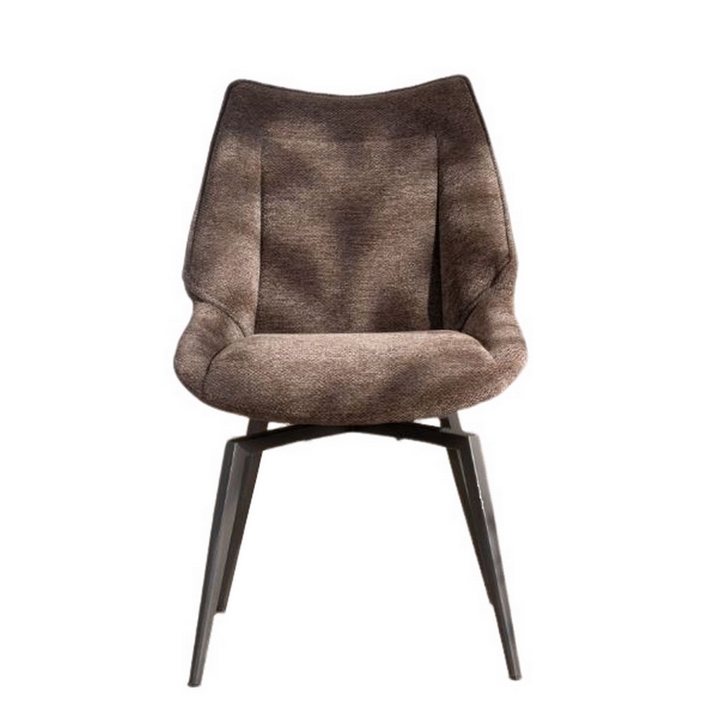 CHAISE NIKO PIED FIXE NOIR TISSU CHOCOLAT 66 X 88 X 52 CM - Photo N°8