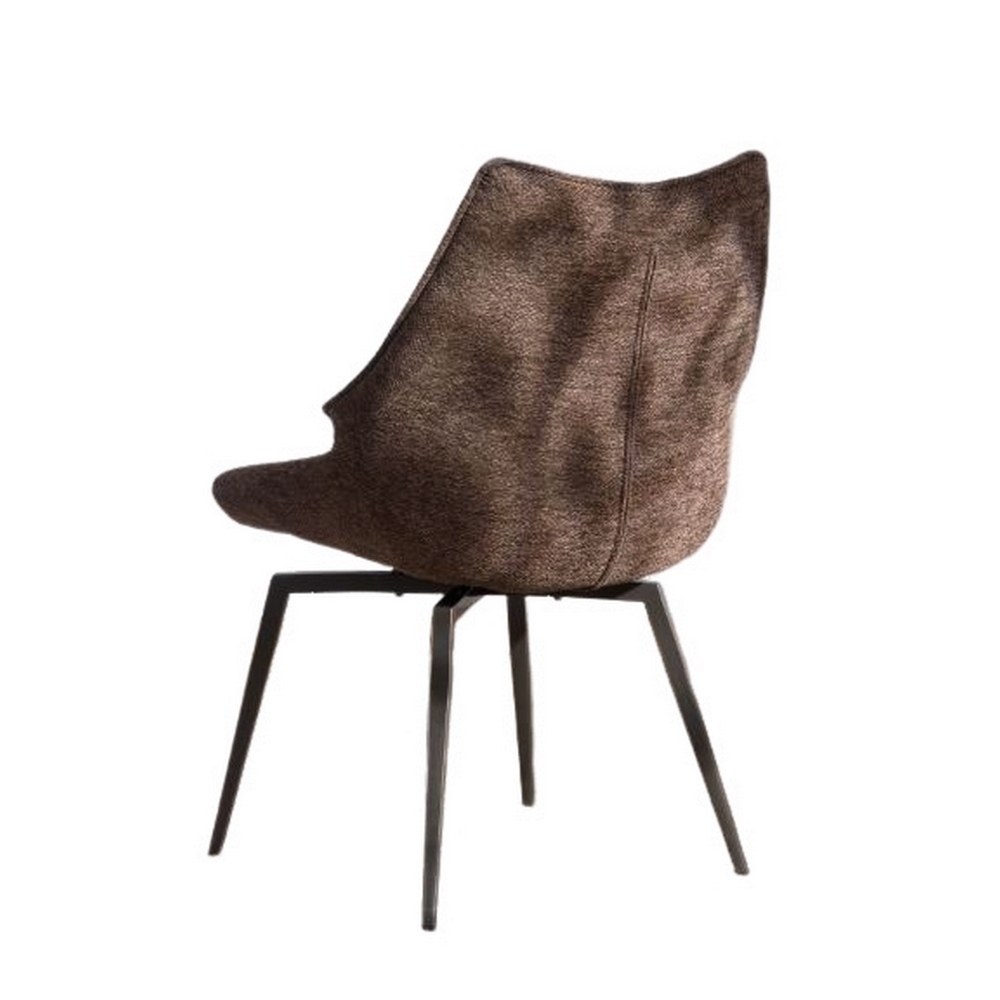 CHAISE NIKO PIED FIXE NOIR TISSU CHOCOLAT 66 X 88 X 52 CM - Photo N°5