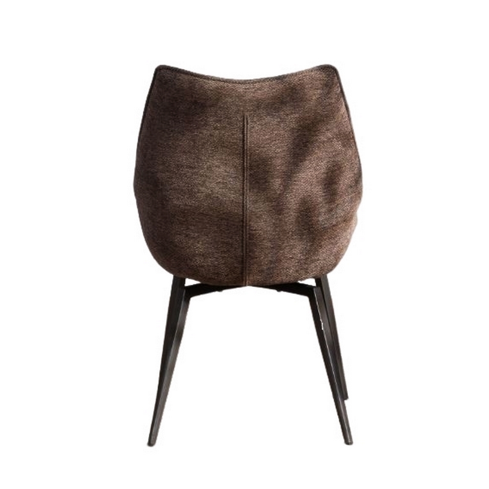 CHAISE NIKO PIED FIXE NOIR TISSU CHOCOLAT 66 X 88 X 52 CM - Photo N°4