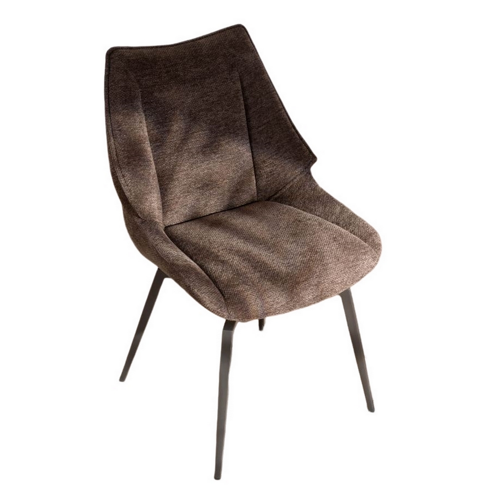 CHAISE NIKO PIED FIXE NOIR TISSU CHOCOLAT 66 X 88 X 52 CM - Photo N°3