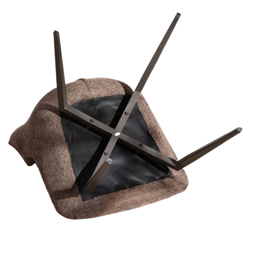 CHAISE NIKO PIED FIXE NOIR TISSU CHOCOLAT 66 X 88 X 52 CM - Photo N°2