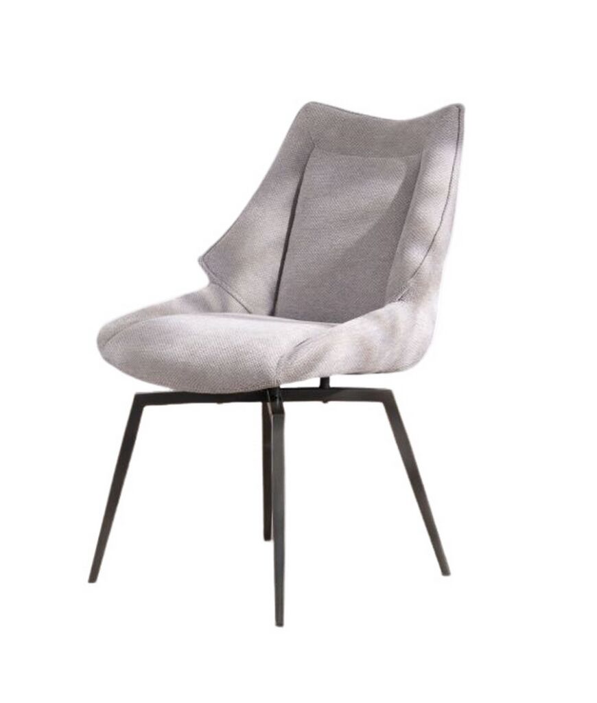 CHAISE NIKO PIED FIXE NOIR TISSU GRIS CLAIR 66 X 88 X 52 CM - Photo N°1