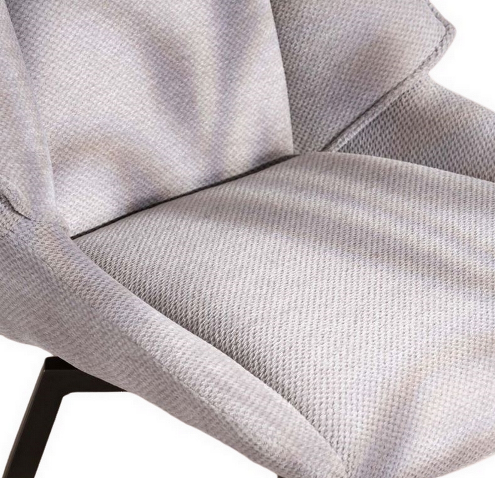 CHAISE NIKO PIED FIXE NOIR TISSU GRIS CLAIR 66 X 88 X 52 CM - Photo N°7