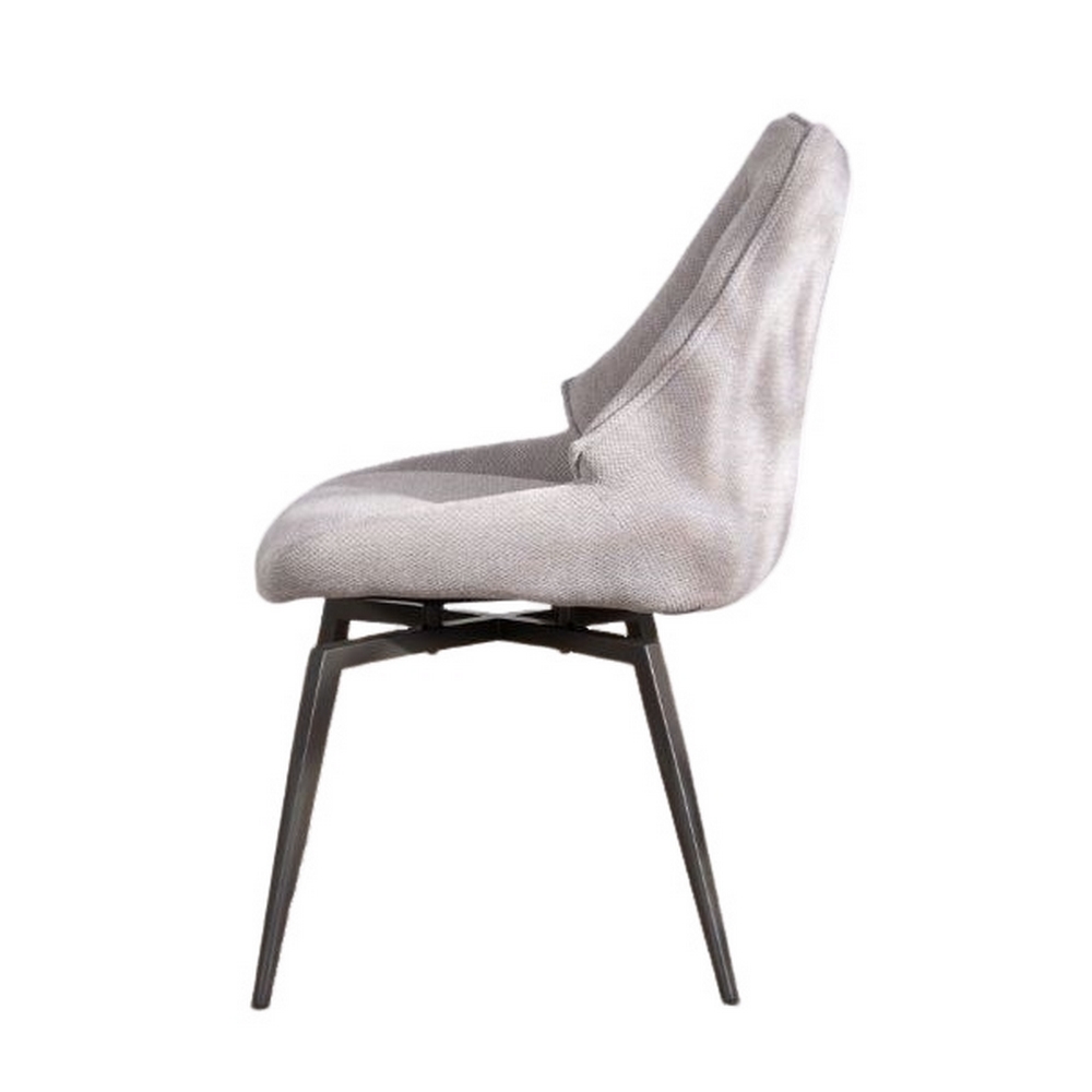 CHAISE NIKO PIED FIXE NOIR TISSU GRIS CLAIR 66 X 88 X 52 CM - Photo N°6