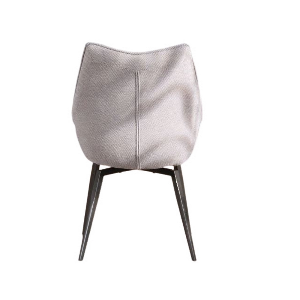 CHAISE NIKO PIED FIXE NOIR TISSU GRIS CLAIR 66 X 88 X 52 CM - Photo N°5