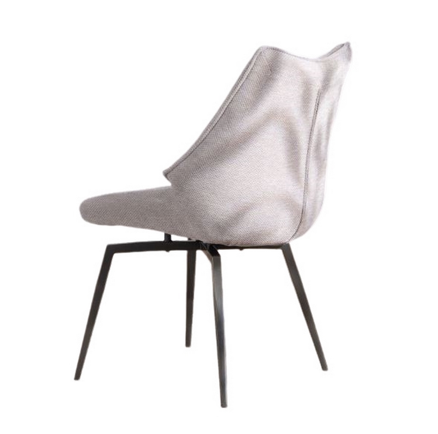 CHAISE NIKO PIED FIXE NOIR TISSU GRIS CLAIR 66 X 88 X 52 CM - Photo N°3