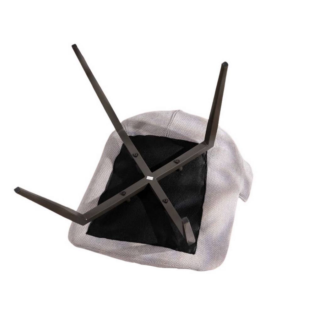 CHAISE NIKO PIED FIXE NOIR TISSU GRIS CLAIR 66 X 88 X 52 CM - Photo N°2