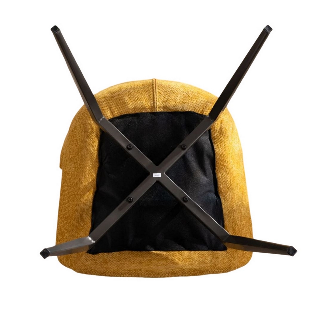 CHAISE NIKO PIED FIXE NOIR TISSU MOUTARDE 66 X 88 X 52 CM - Photo N°2