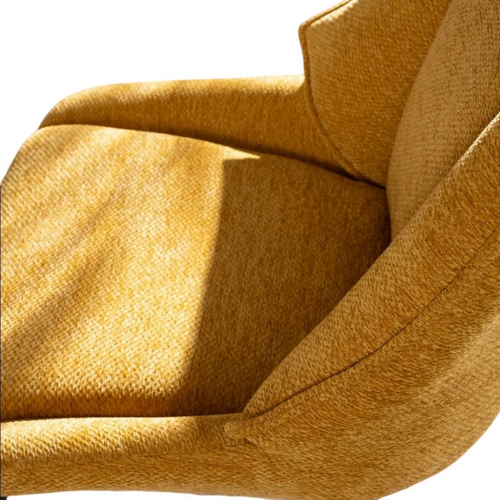 CHAISE NIKO PIED FIXE NOIR TISSU MOUTARDE 66 X 88 X 52 CM - Photo N°3