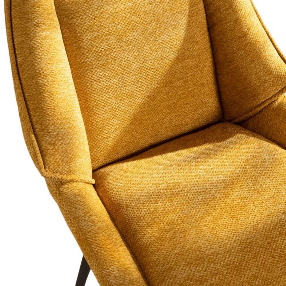 CHAISE NIKO PIED FIXE NOIR TISSU MOUTARDE 66 X 88 X 52 CM - Photo N°6