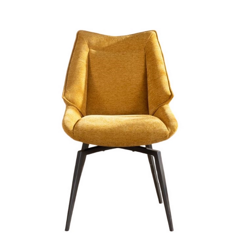 CHAISE NIKO PIED FIXE NOIR TISSU MOUTARDE 66 X 88 X 52 CM - Photo N°7