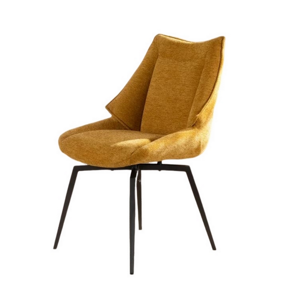 CHAISE NIKO PIED FIXE NOIR TISSU MOUTARDE 66 X 88 X 52 CM - Photo N°8