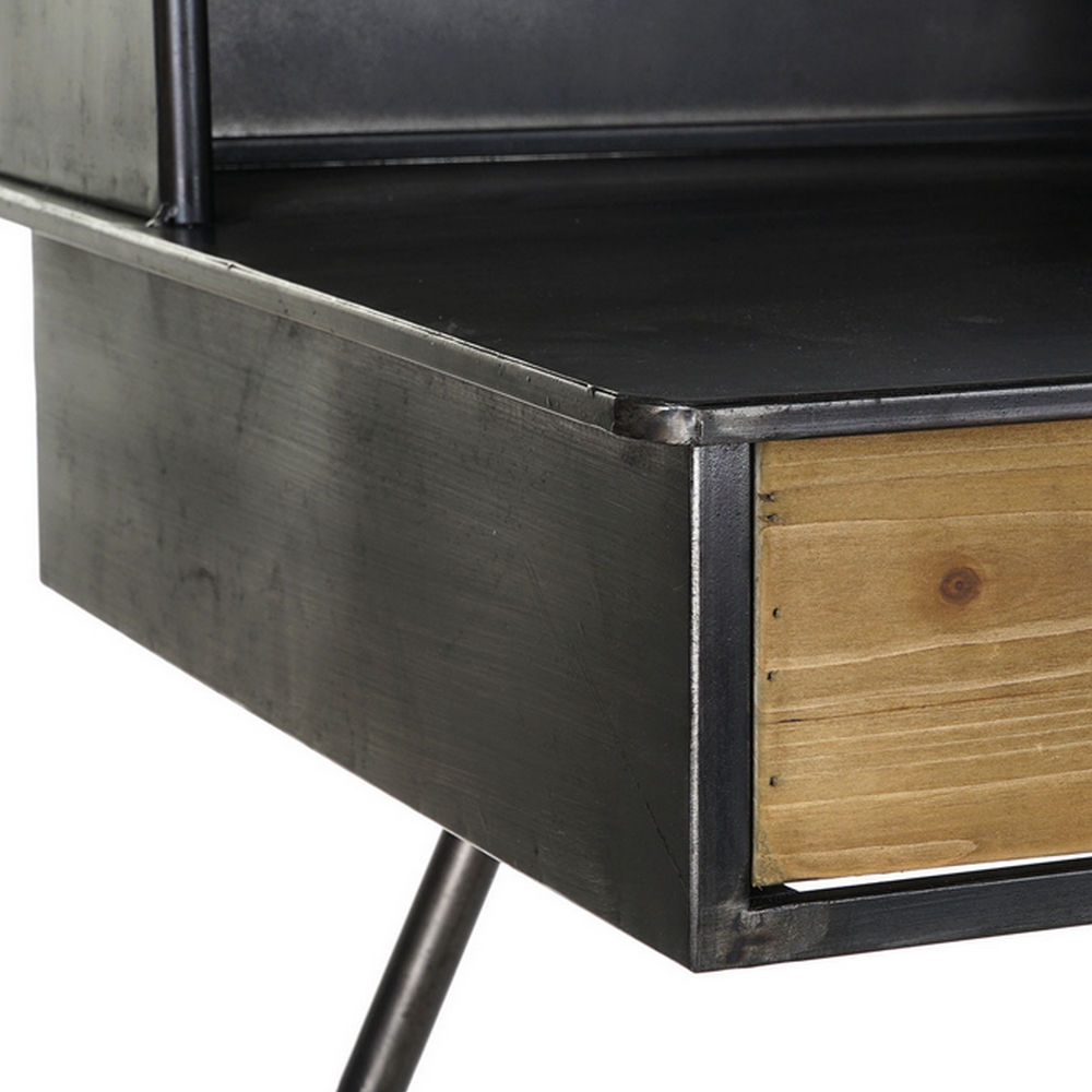 BUREAU METAL ET BOIS 3 TIROIRS ET CASIERS 135 X 60 X 102 cm - Photo N°5