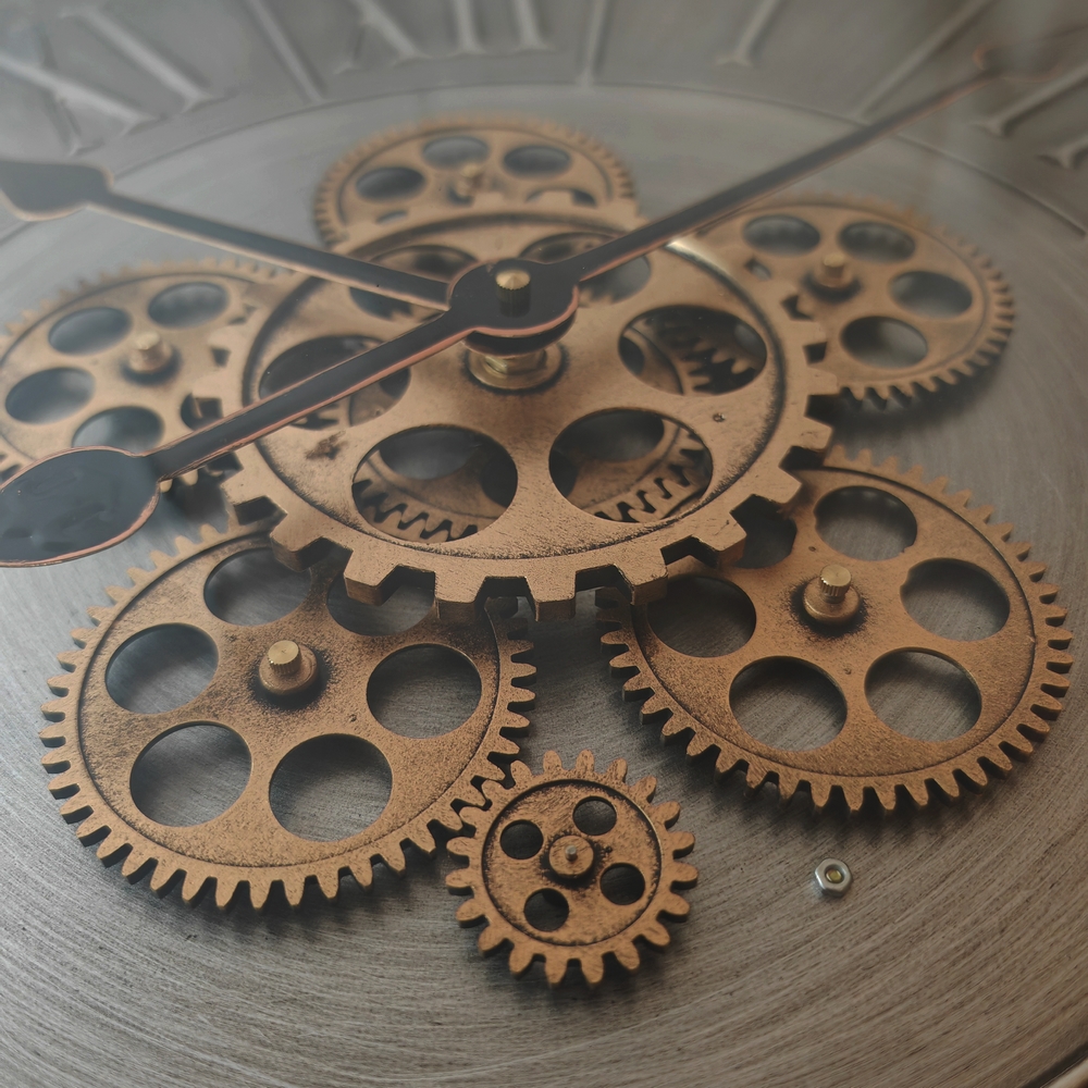 HORLOGE INDUSTRIELLE FER ASPECT PATINE ET VERRE 60 8.5 X 60 CM - Photo N°4