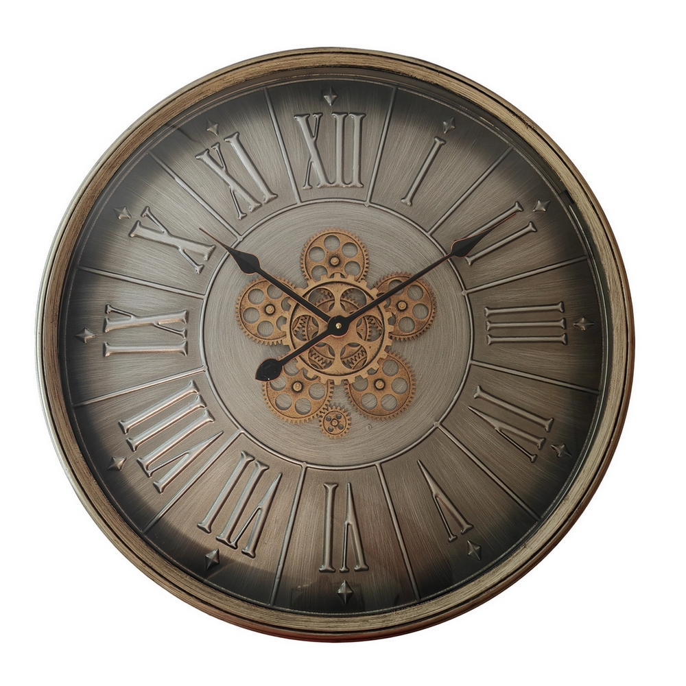 HORLOGE INDUSTRIELLE FER ASPECT PATINE ET VERRE 60 8.5 X 60 CM - Photo N°3