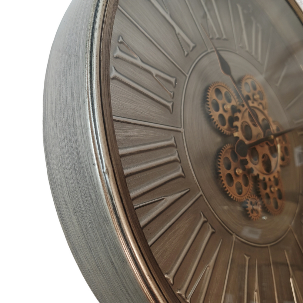 HORLOGE INDUSTRIELLE FER ASPECT PATINE ET VERRE 60 8.5 X 60 CM - Photo N°2