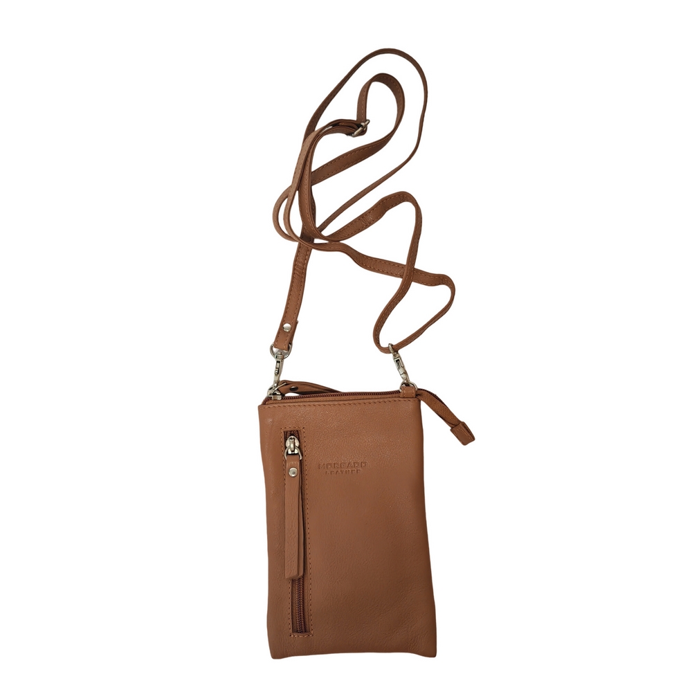 POCHETTE A SMARTPHONE EN CUIR CAMEL 19 X 12 X 2 CM - Photo N°2