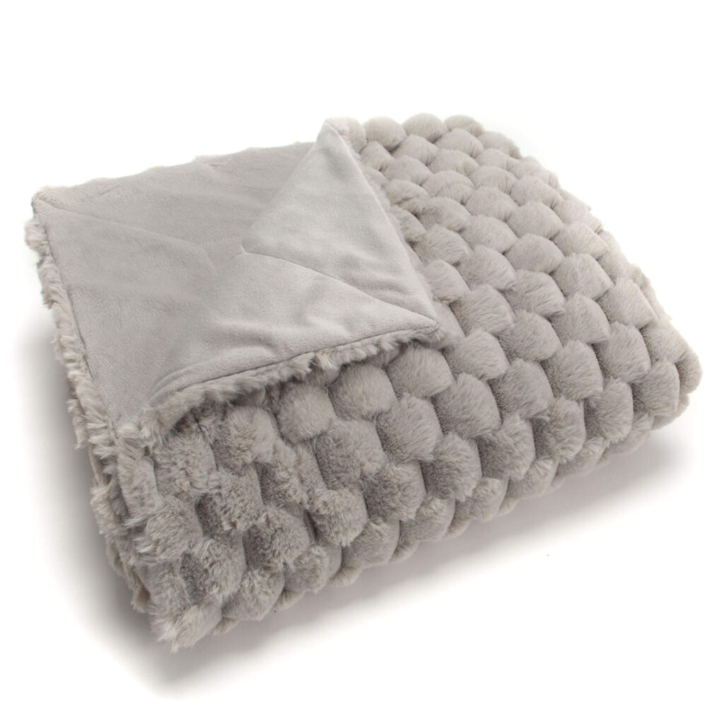 PLAID DIANA COULEUR GRIS CLAIR 130 X 170 CM - Photo N°1