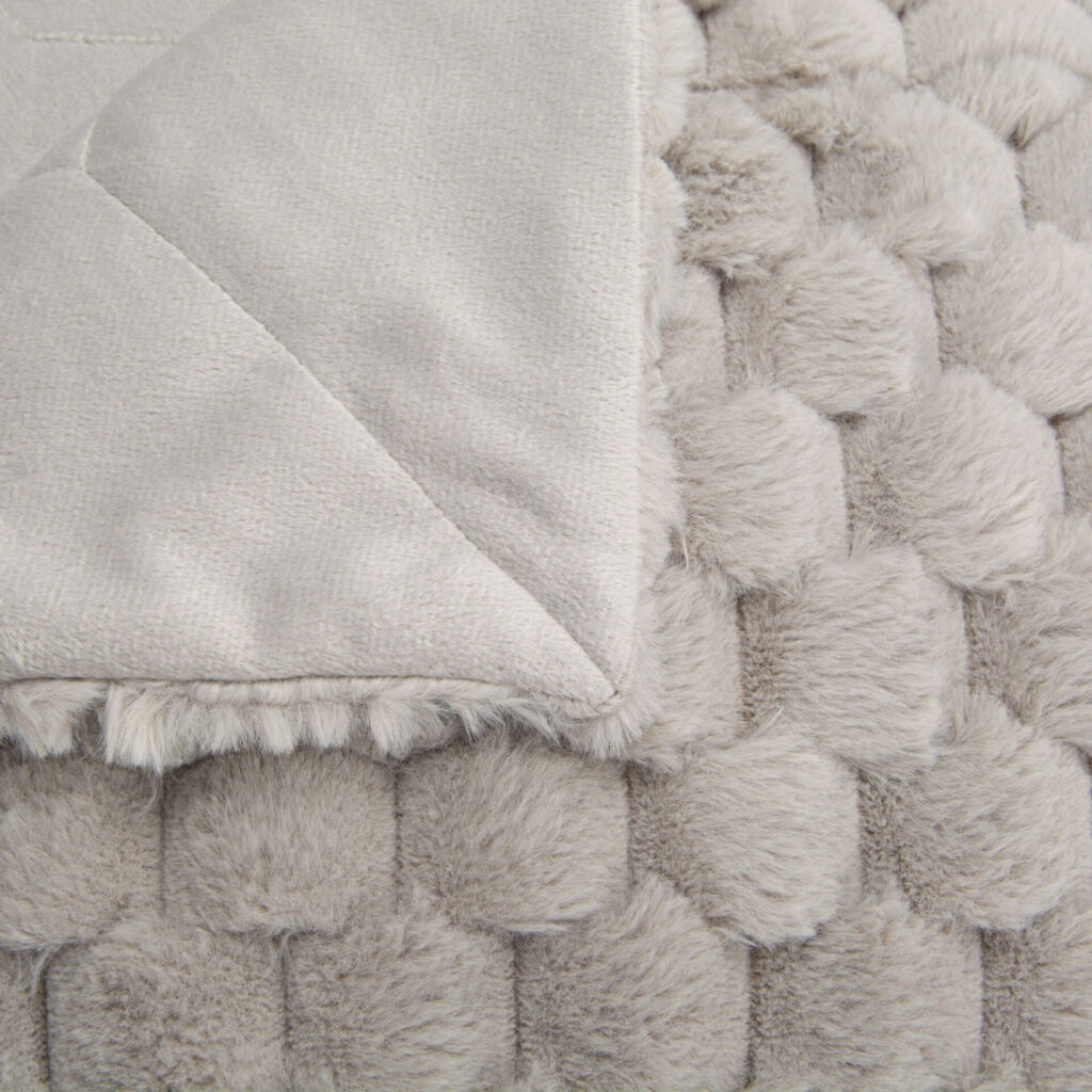 PLAID DIANA COULEUR GRIS CLAIR 130 X 170 CM - Photo N°2