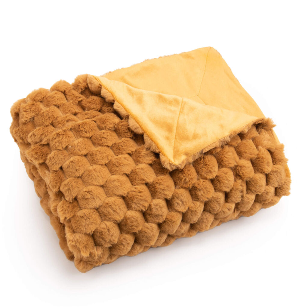 PLAID DIANA COULEUR CAMEL 130 X 170 CM - Photo N°1