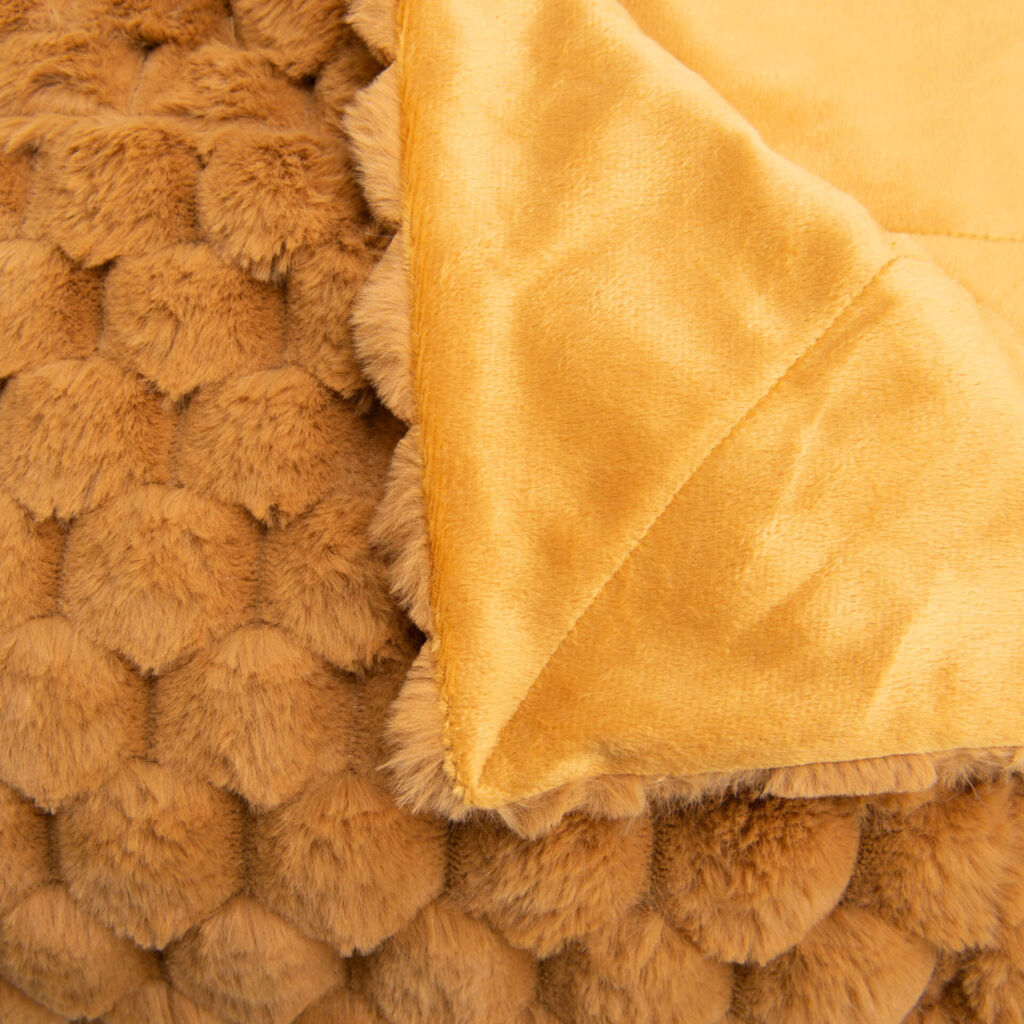 PLAID DIANA COULEUR CAMEL 130 X 170 CM - Photo N°2