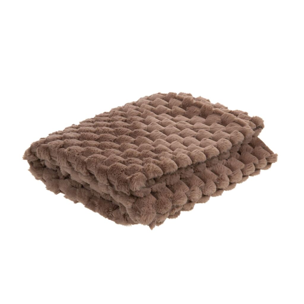 PLAID DIANA COULEUR TAUPE 130 X 170 CM - Photo N°1