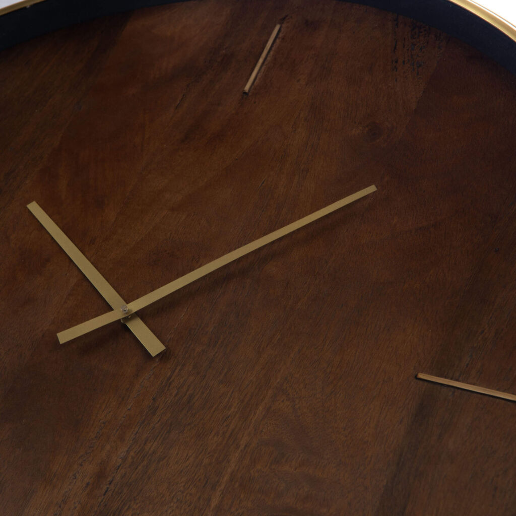 HORLOGE MODERNE BOIS ESWATINI ET METAL DORE 68 X 68 X 5 CM - Photo N°3