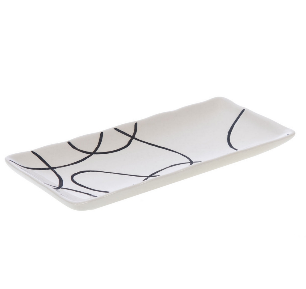 COUPELLE RECTANGLE CHARLIE DECOR NOIR ET BLANC 23 X 11 X 3 CM - Photo N°1