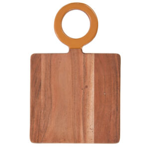 PLANCHE A DECOUPER ISIS RECTANGULAIRE EN ACACIA ANNEAU MOUTARDE 35 x 23 x 2 cm