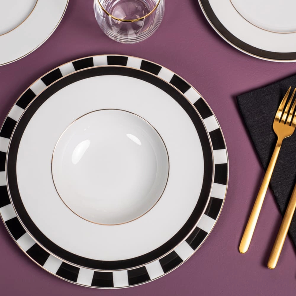 ASSIETTE PLATE ARDEC PORCELAINE NOIRE ET BLANCHE  27 CM - Photo N°3