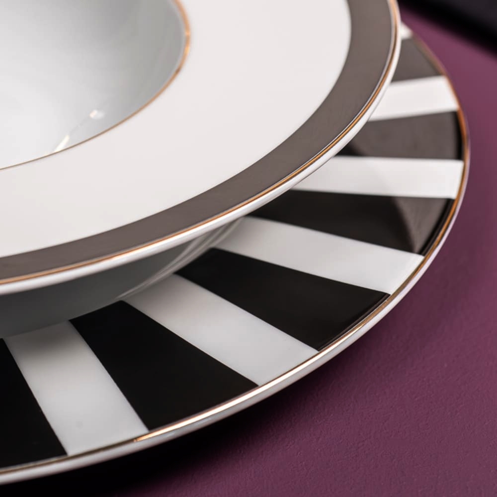 ASSIETTE PLATE ARDEC PORCELAINE NOIRE ET BLANCHE  27 CM - Photo N°2