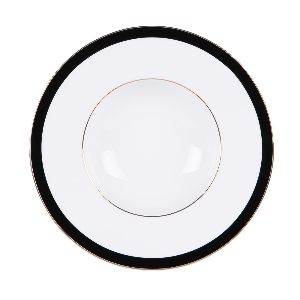 ASSIETTE CREUSE ARDEC PORCELAINE NOIRE ET BLANCHE  23 CM - Photo N°1