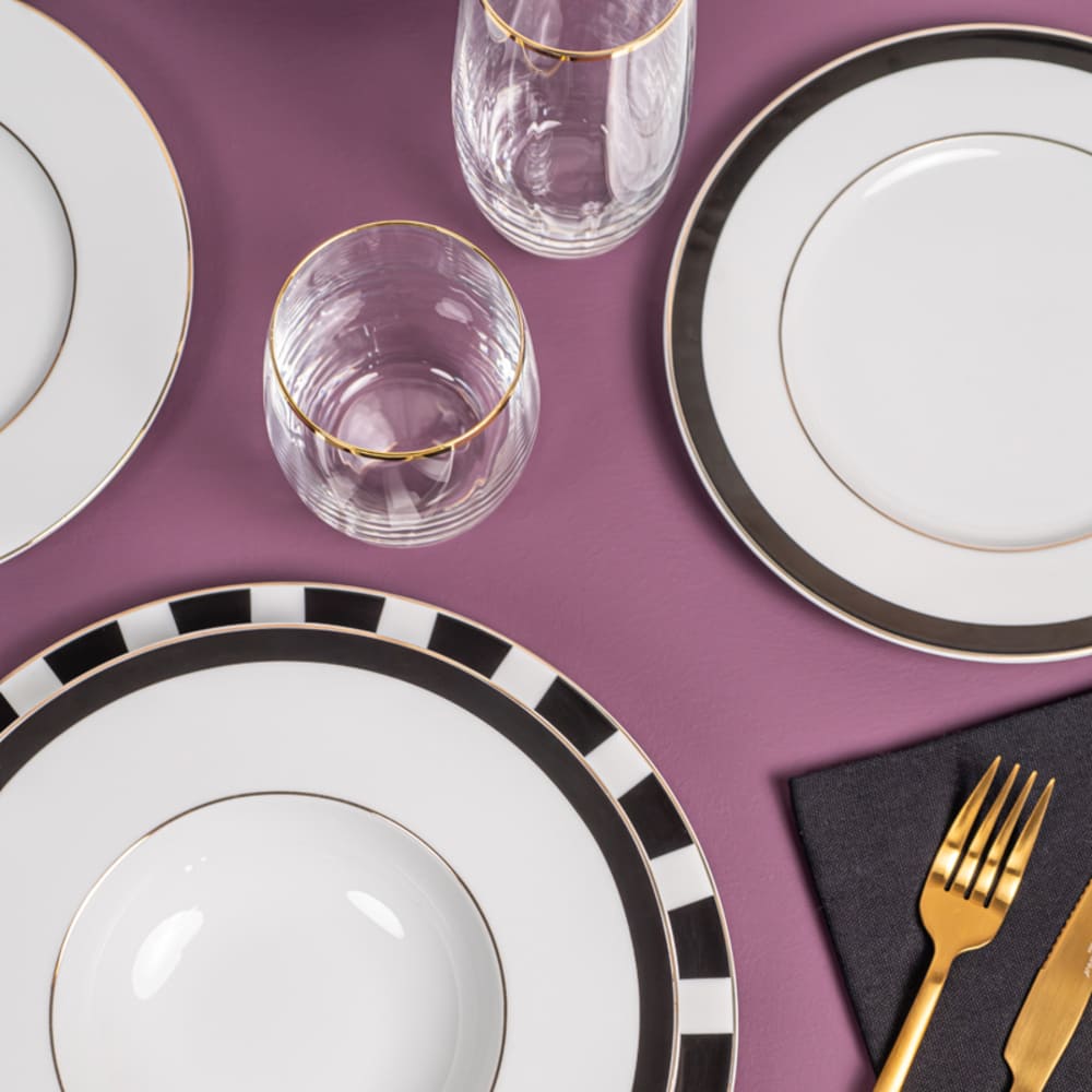 ASSIETTE DESSERT ARDEC PORCELAINE NOIRE ET BLANCHE  21 CM - Photo N°2