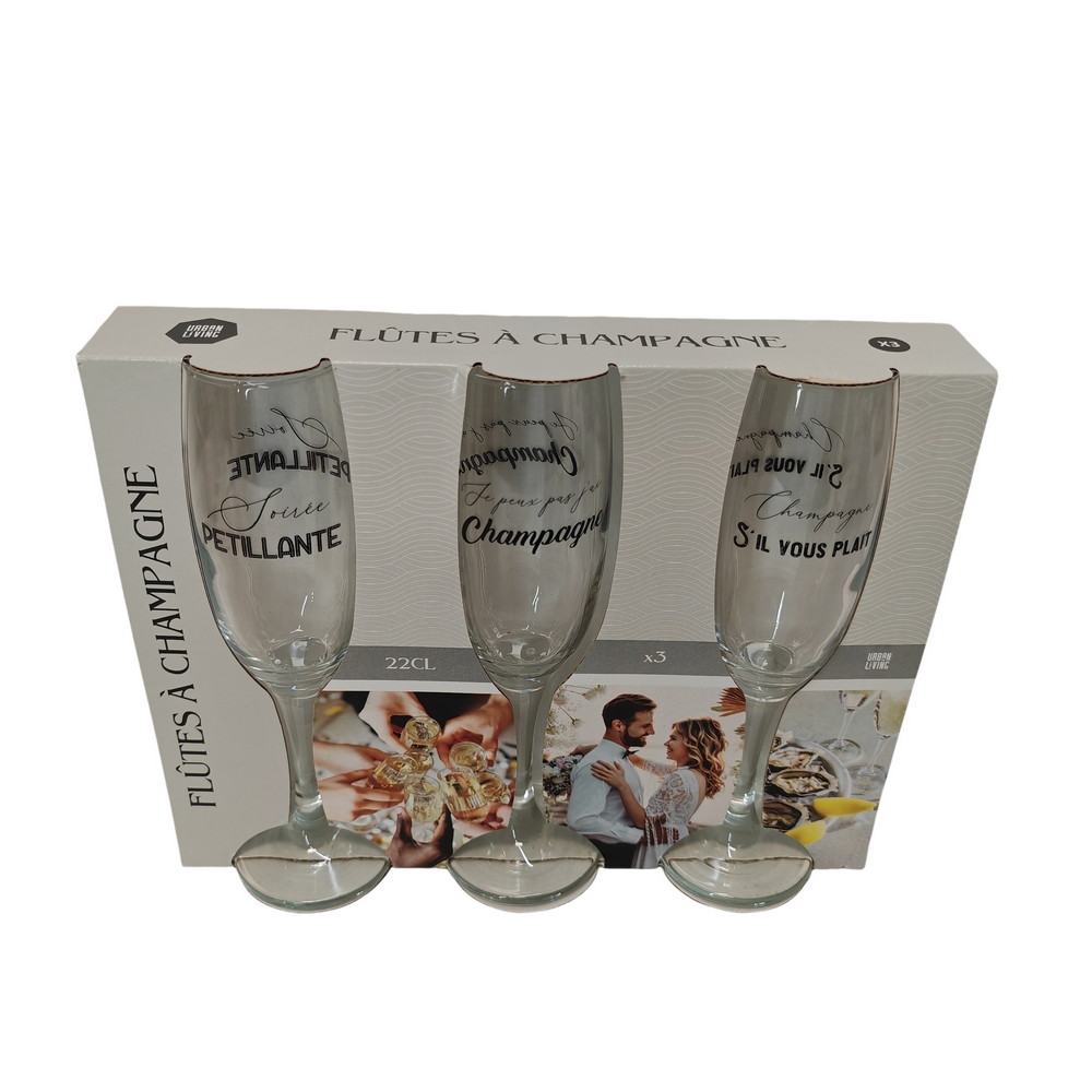 SET DE 3 FLUTE A CHAMPAGNE LE COMPTOIR 22 CL - Photo N°2