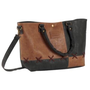 SAC A MAIN BICOLORE EN PU MARRON ET NOIR 44 X 26 X 12 CM