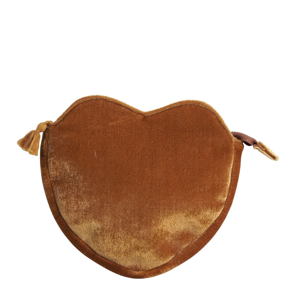 POCHETTES COEUR EN VELOURS DORE 20 X 23 X 4 CM - Photo N°4