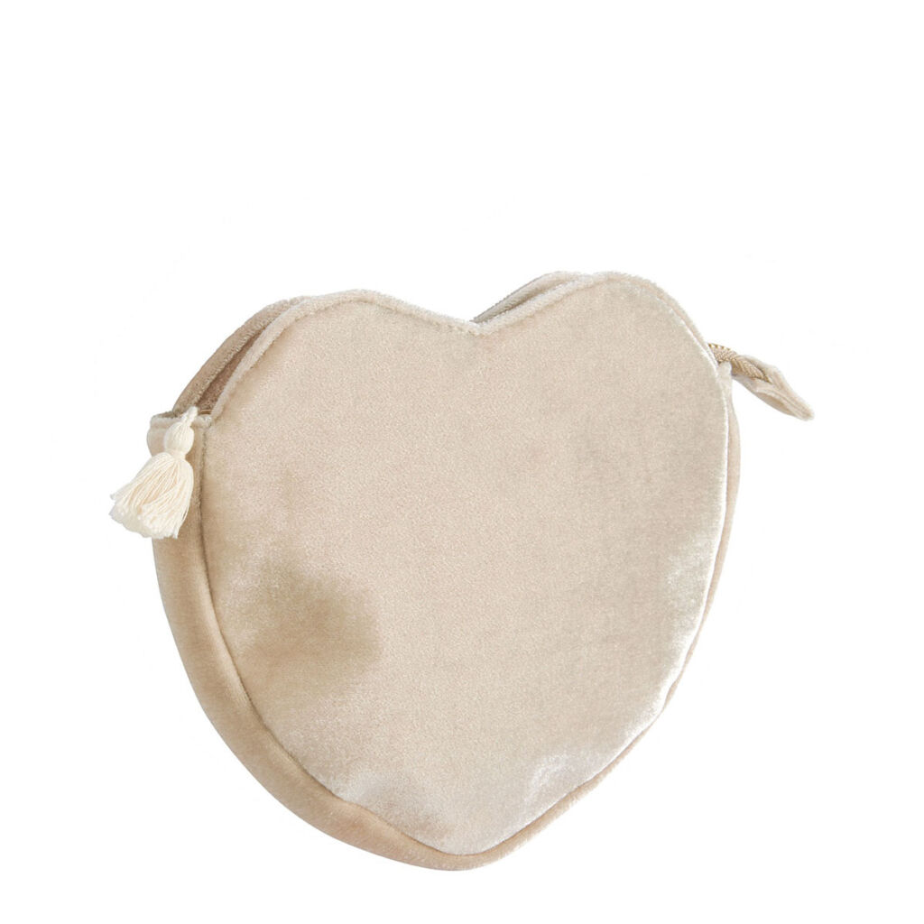 POCHETTES COEUR EN VELOURS ECRU 20 X 23 X 4 CM - Photo N°1