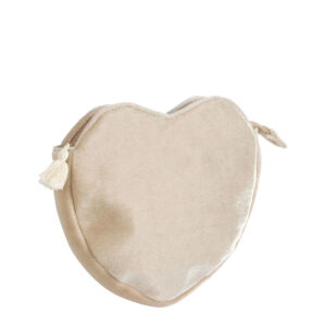 POCHETTES COEUR EN VELOURS ECRU 20 X 23 X 4 CM