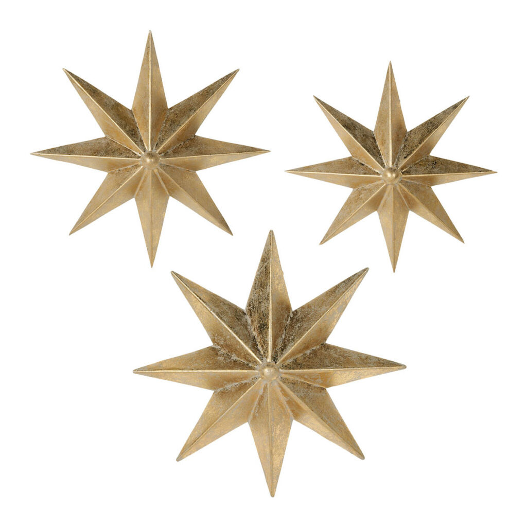 SET DE TROIS ETOILES EN METAL DORE A SUSPENDRE - Photo N°1