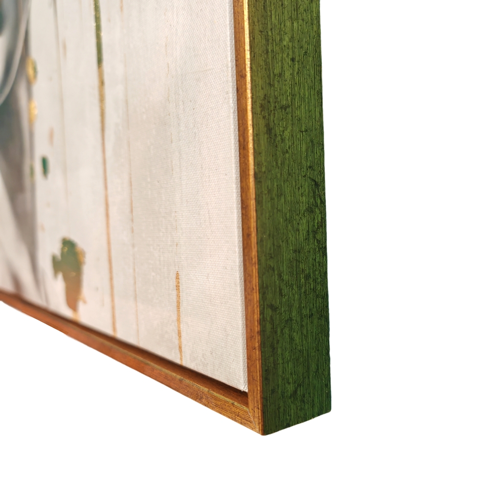 PEINTURE VISAGE DE FEMME LUNETTE ET DORE 70 X 70 X 3.5  CM - Photo N°3