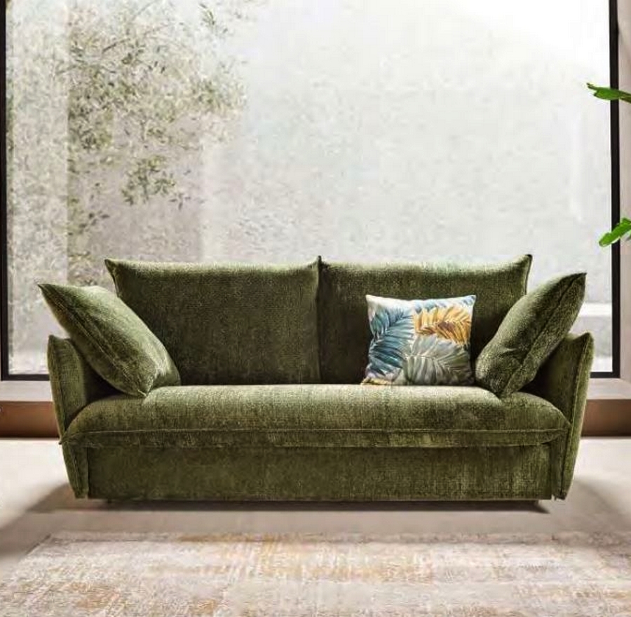 CANAPE BED EXPRESS 140 GENIUS 3 PLACES TISSU VERT 192 X 96 X 107 CM - Photo N°1