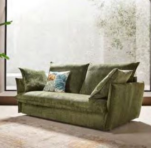 CANAPE BED EXPRESS 140 GENIUS 3 PLACES TISSU VERT 192 X 96 X 107 CM - Photo N°8