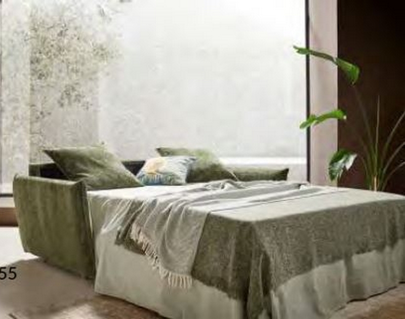 CANAPE BED EXPRESS 140 GENIUS 3 PLACES TISSU VERT 192 X 96 X 107 CM - Photo N°9