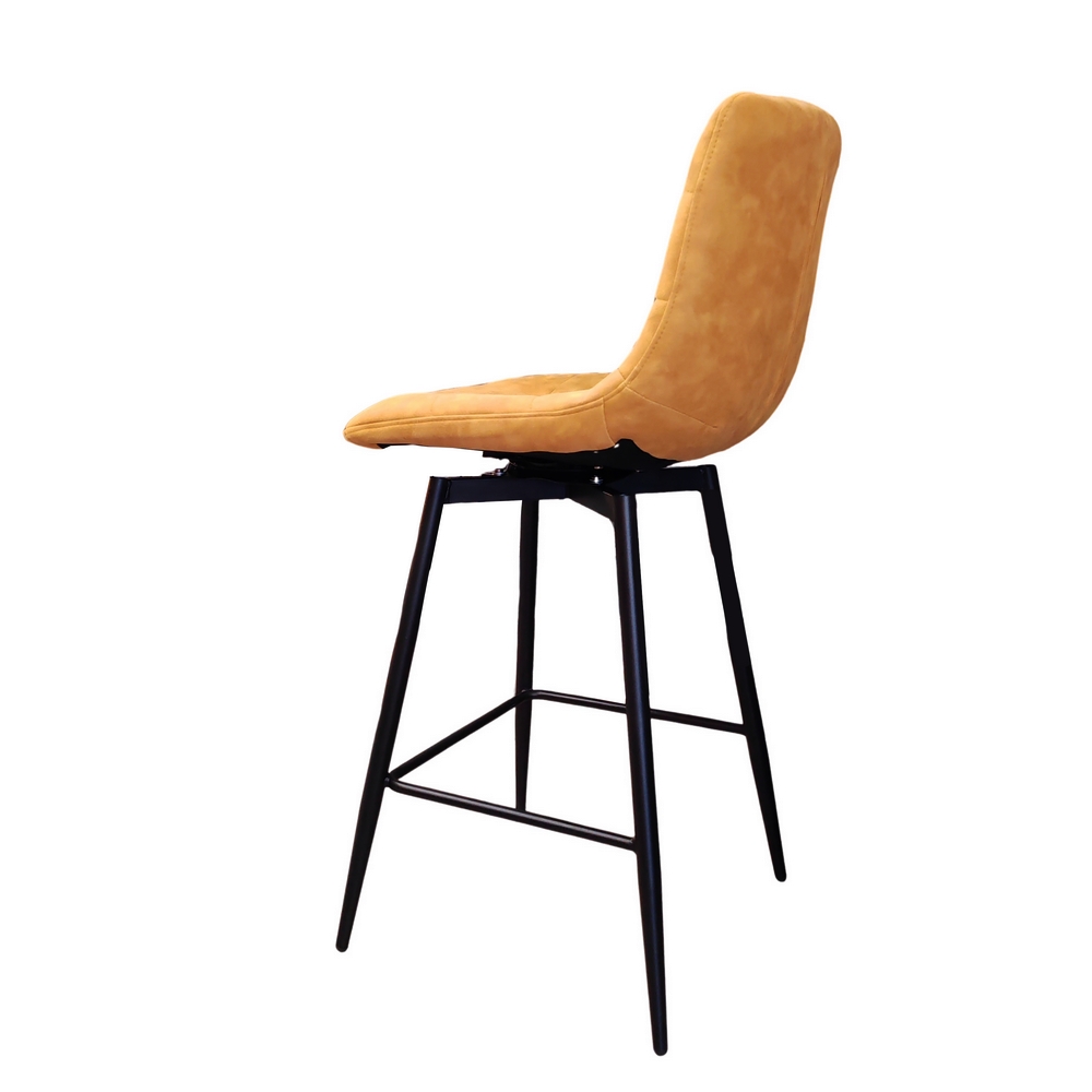 CHAISE HAUTE OSLO PIEDS METAL NOIR ASSISE MICROFIBRE MOUTARDE 41 X 51 X 94 CM - Photo N°4